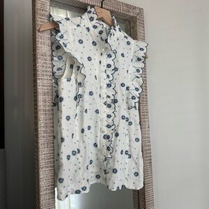 Sezane Caro Blouse in Blue Embroidery